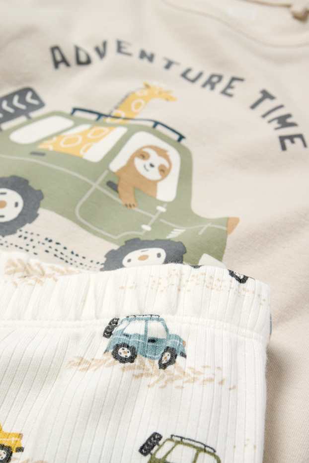 Baby Boys - Wild animals and car - baby pyjamas - 2 piece - beige