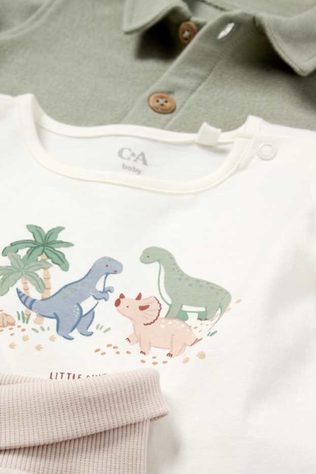 Baby Jungen - Dino - Baby-Outfit - 3 teilig - weiss