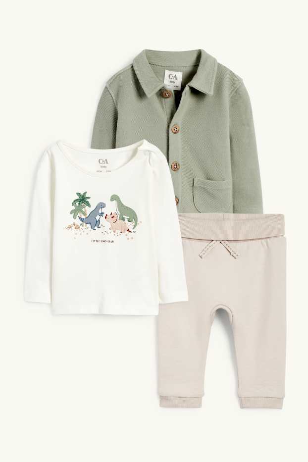 Baby Jungen - Dino - Baby-Outfit - 3 teilig - weiss
