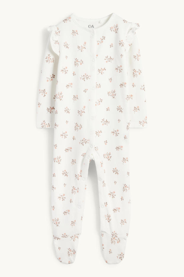Bebés niñas - Florecitas - pijama para bebé - blanco