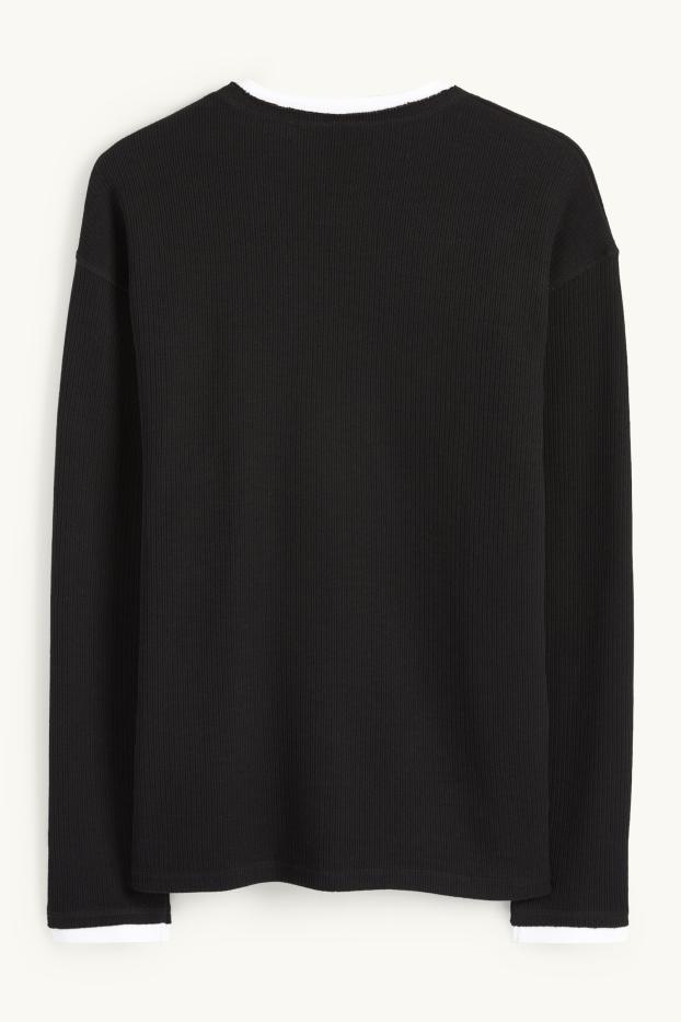 Men - Sweatshirt - 2-in-1 look - black