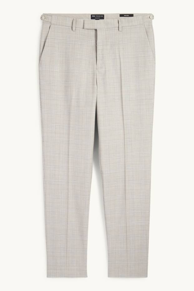 Men - Mix & match new wool trousers - regular fit - check - gray