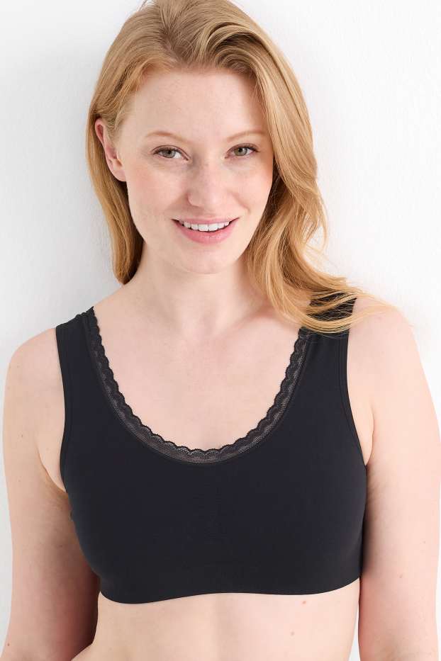 Dámské - Sportovní podprsenka - bezešvá - černá