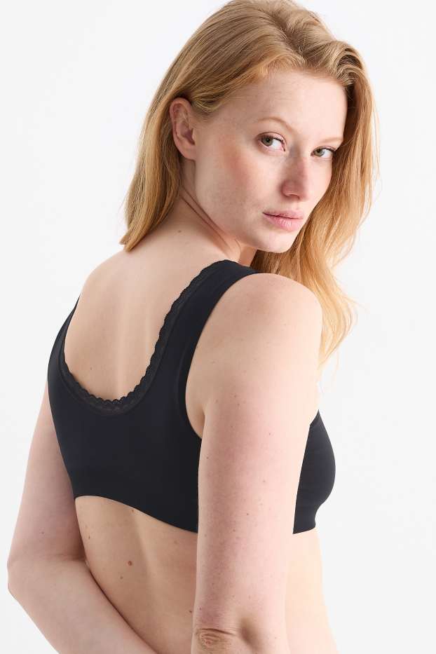Dámské - Sportovní podprsenka - bezešvá - černá