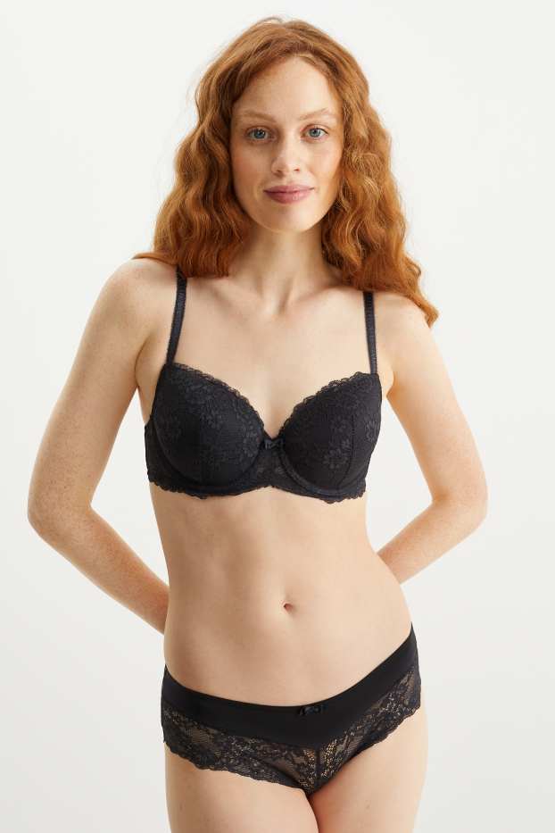 Donna - Reggiseno con ferretti - FULL COVERAGE - imbottito - nero