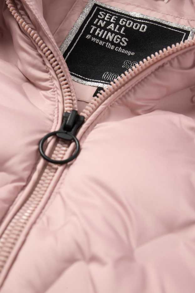 Kinder Mädchen - Steppjacke mit Kapuze - rosa