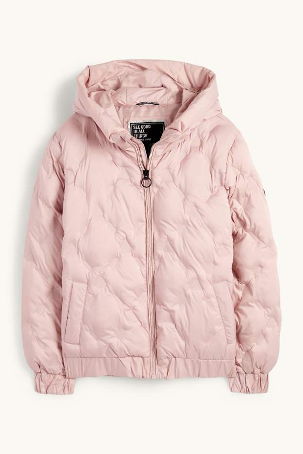 Kinder Mädchen - Steppjacke mit Kapuze - rosa
