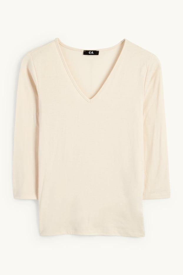 Damen - Langarmshirt - hellbeige