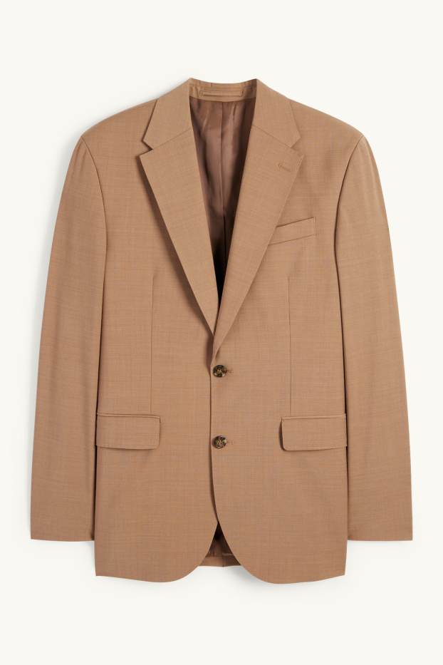 Hommes - Veste de costume - regular fit - Flex - laine vierge mélangée - marron