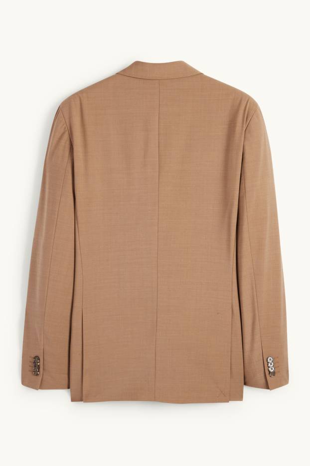 Hommes - Veste de costume - regular fit - Flex - laine vierge mélangée - marron