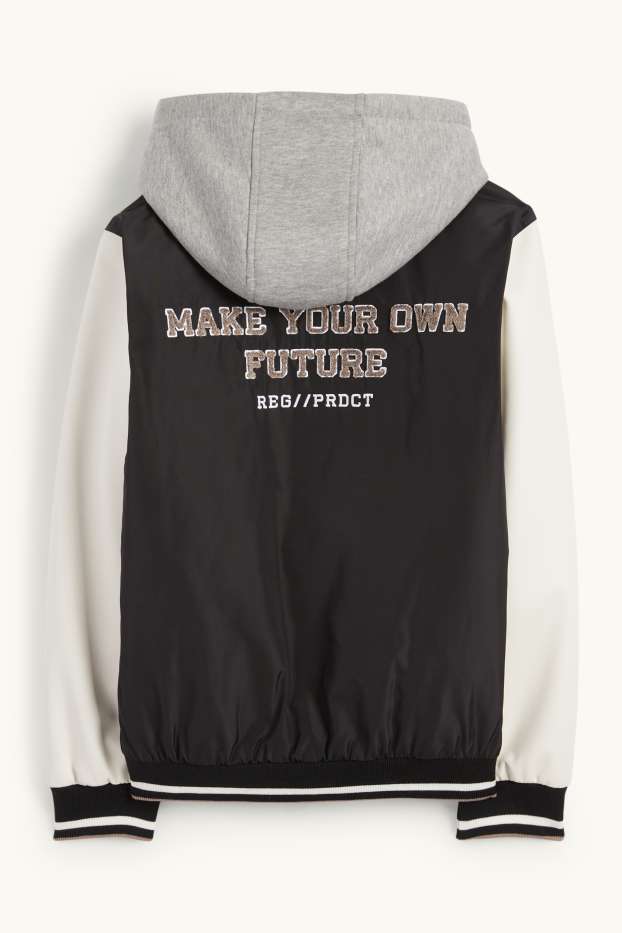 Kinder Jungen - Collegejacke mit Kapuze - schwarz