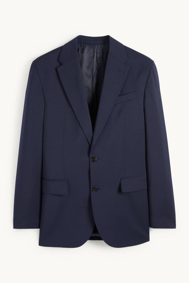 Hommes - Veste de costume en laine vierge - regular fit - bleu foncé