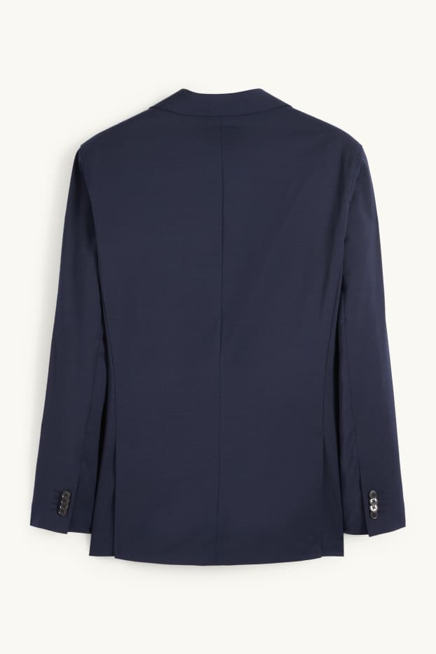 Hommes - Veste de costume en laine vierge - regular fit - bleu foncé