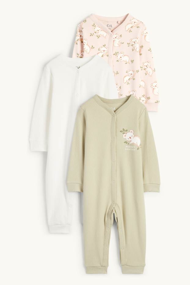 Baby Girls - Multipack of 3 - koala - baby sleepsuit - rose-gold