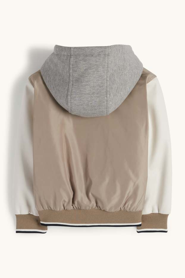 Copii - Băieți - Jachetă tip college, cu glugă - bej