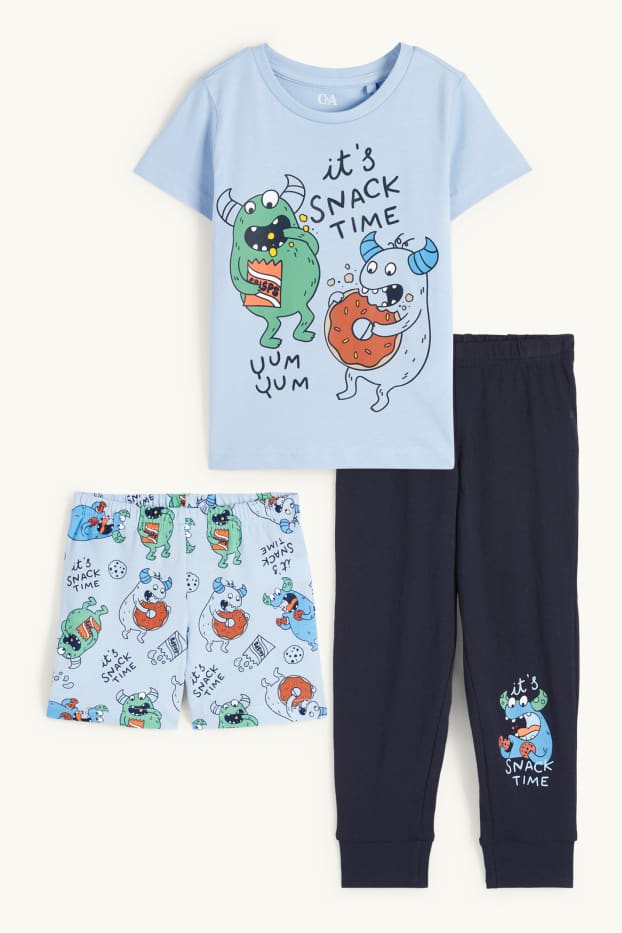 Copii - Băieți - Monștri - pijama - 3 piese - albastru deschis