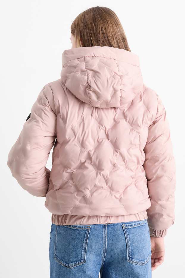 Kinder Mädchen - Steppjacke mit Kapuze - rosa
