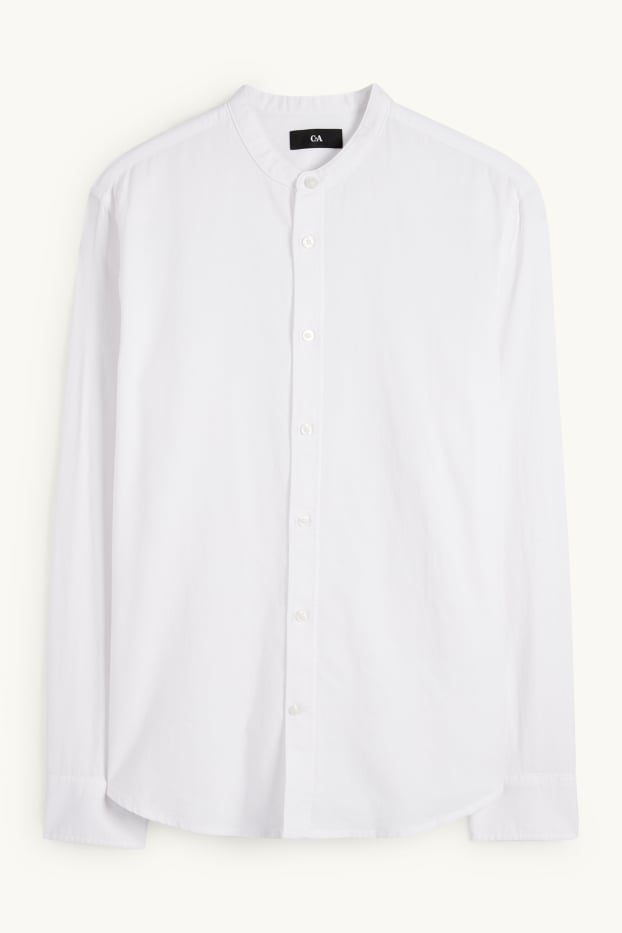 Hommes - Chemise - regular fit - col montant - blanc