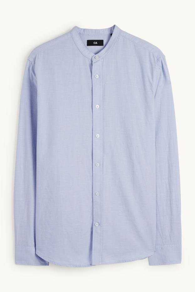 Herren - Hemd - Regular Fit - Stehkragen - hellblau