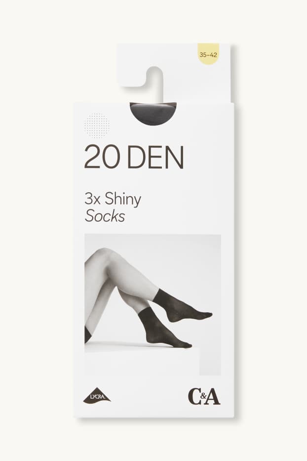 Dames - Set van 3 paar - pantysokjes - LYCRA® - 20 DEN - zwart