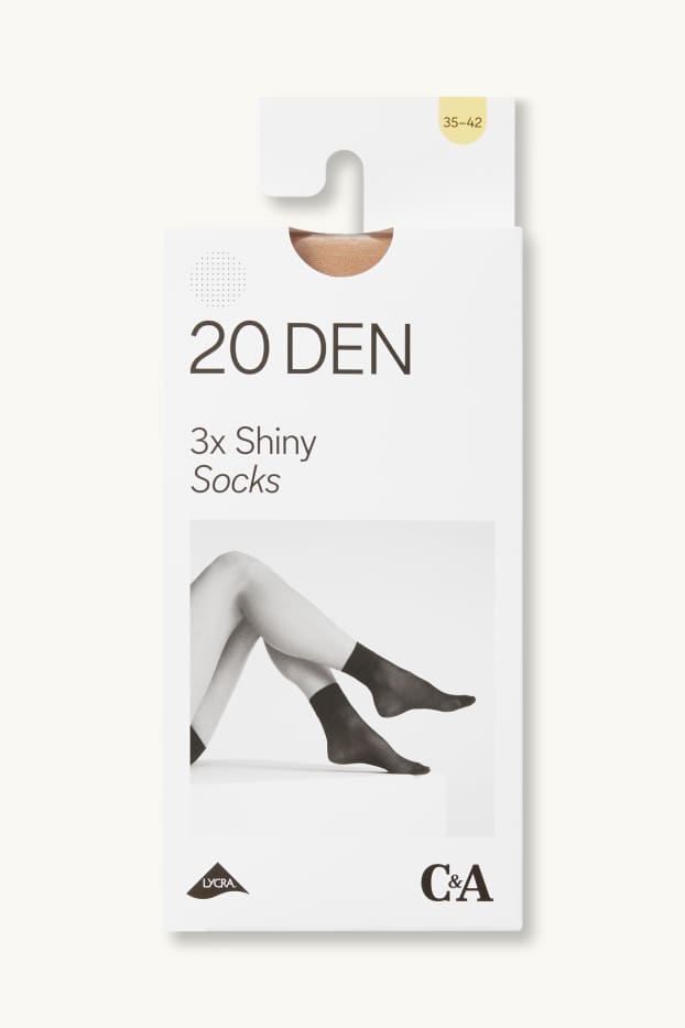 Femmes - Lot de 3 paires - chaussinettes fines - LYCRA® - 20 DEN - beige