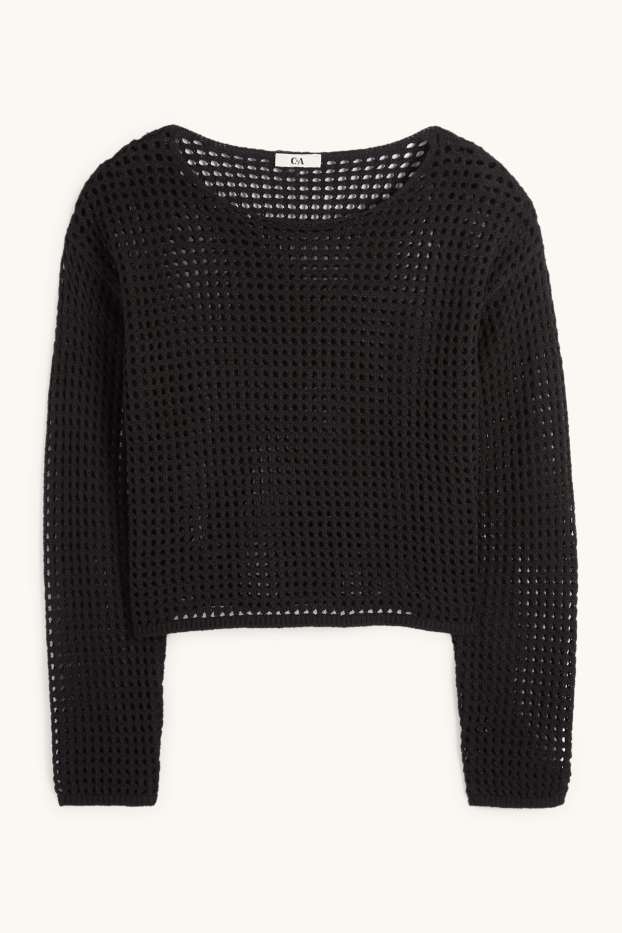 Damen - Crop Pullover - schwarz