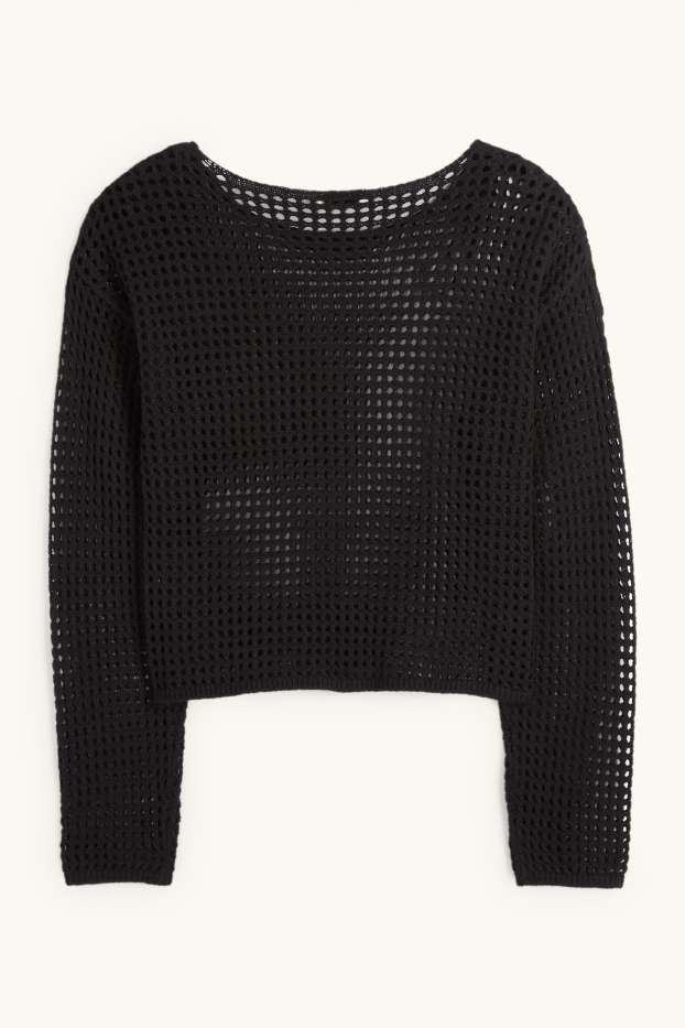 Damen - Crop Pullover - schwarz