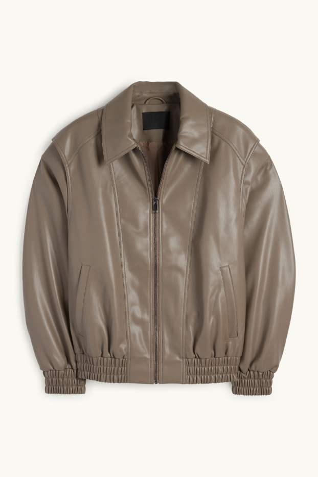 Damen - Blouson - Lederimitat - hellbraun
