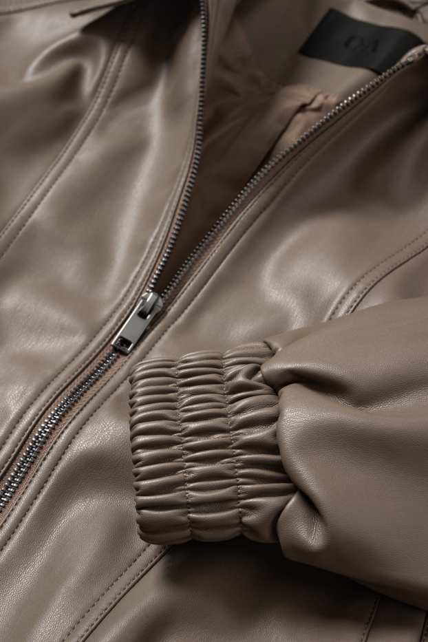 Damen - Blouson - Lederimitat - hellbraun