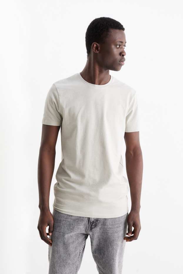 Heren - T-shirt - slim fit - Flex - lichtgrijs