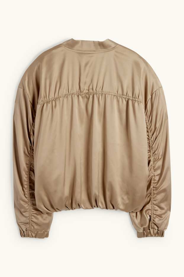 Women - Satin bomber jacket - gold
