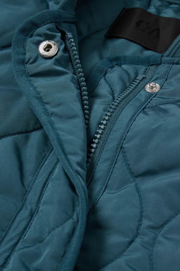 Dámské - Prošívaná bunda - z vodoodpudivého materiálu - tyrkysová