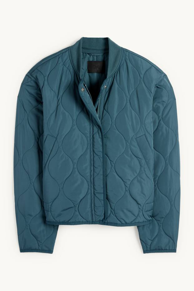 Dámské - Prošívaná bunda - z vodoodpudivého materiálu - tyrkysová