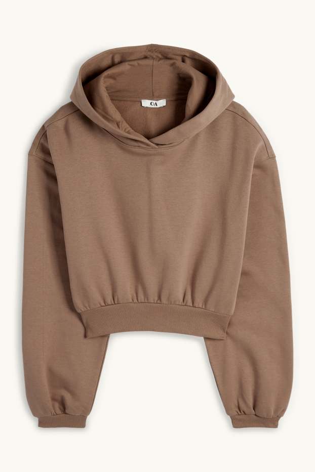 Damen - Crop Hoodie - braun