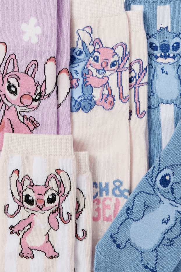 Enfants filles - Lot de 5 paires - Lilo & Stitch - chaussettes à motif - bleu