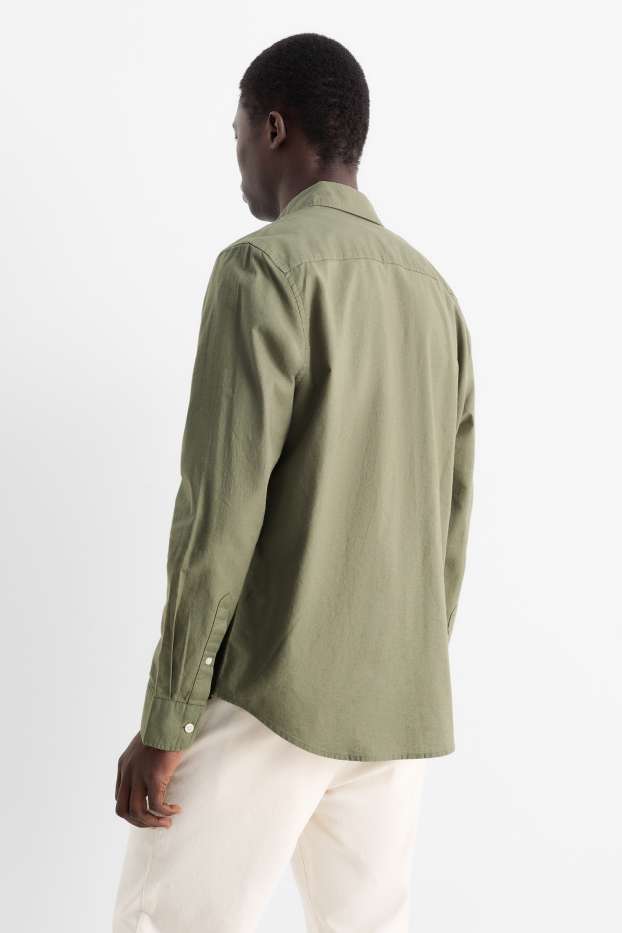 Hommes - Chemise - regular fit - col button-down - vert