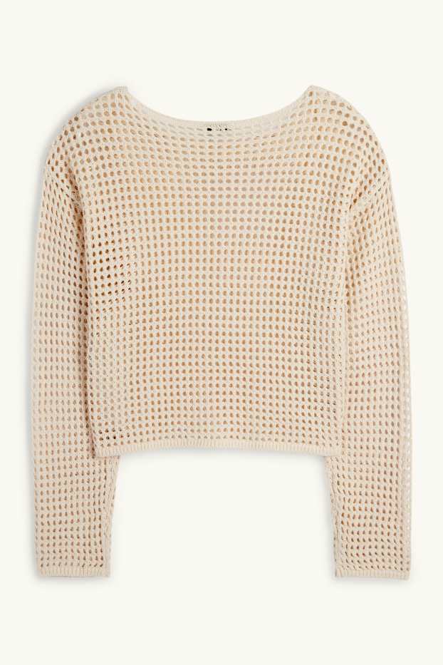 Femei - Pulover crop - bej deschis
