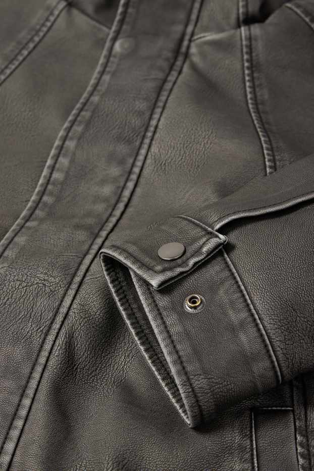 Men - Bomber jacket - faux leather - gray