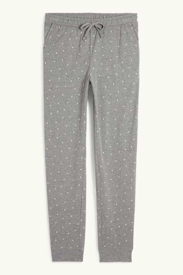 Women - Pyjama bottoms - polka dot - gray