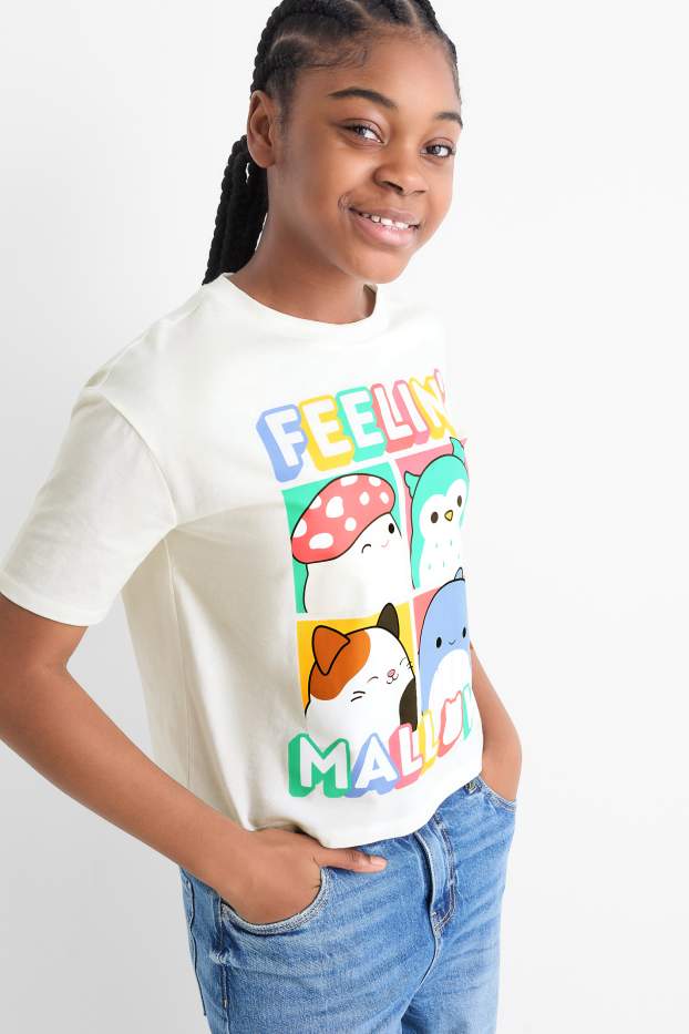Kinder Mädchen - Multipack 2er - Squishmallows - Kurzarmshirt - cremeweiss