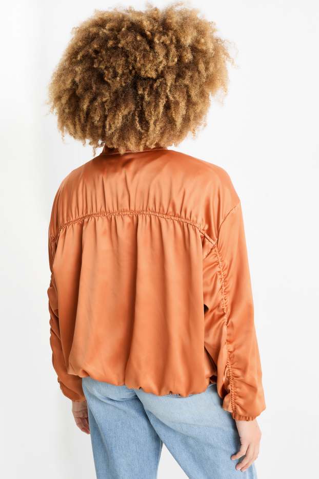 Dames - Satijnen blouson - oranje