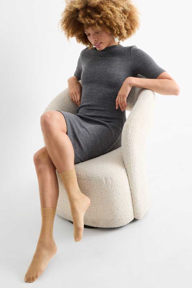 Femmes - Lot de 3 paires - chaussinettes fines - LYCRA® - 20 DEN - beige