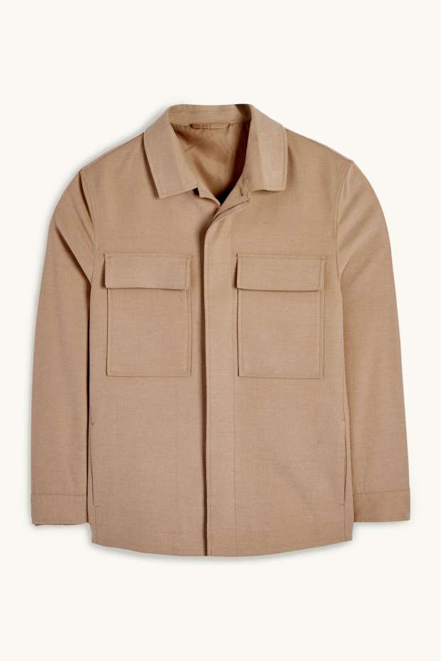 Hommes - Veste-chemise - regular fit - col kent - beige
