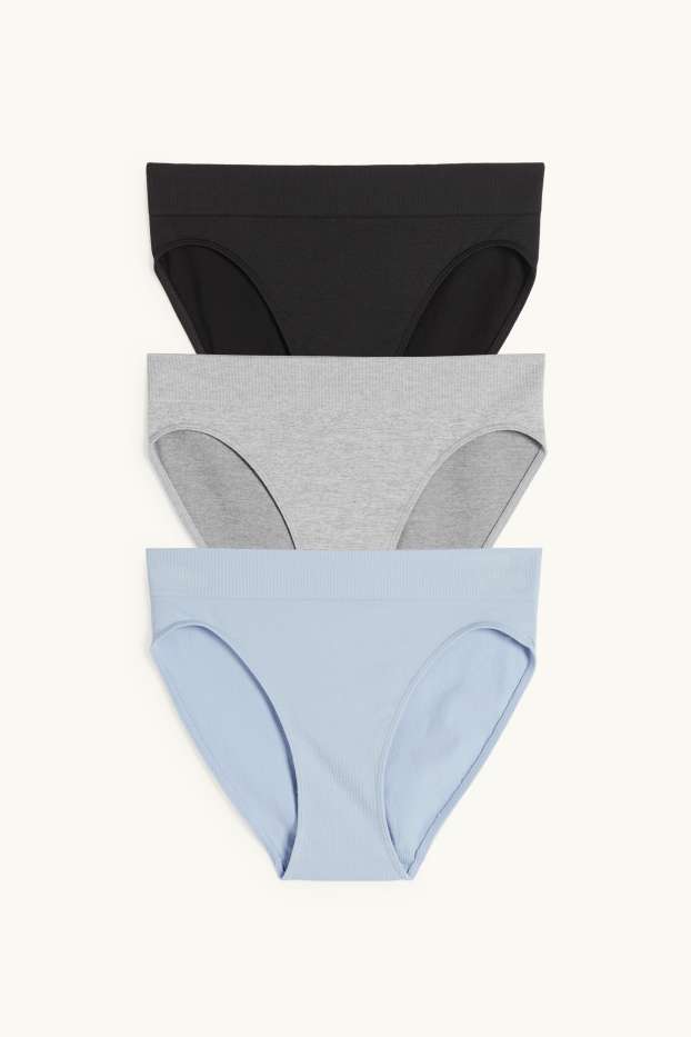 Dames - Set van 3 - slip - naadloos - lichtblauw
