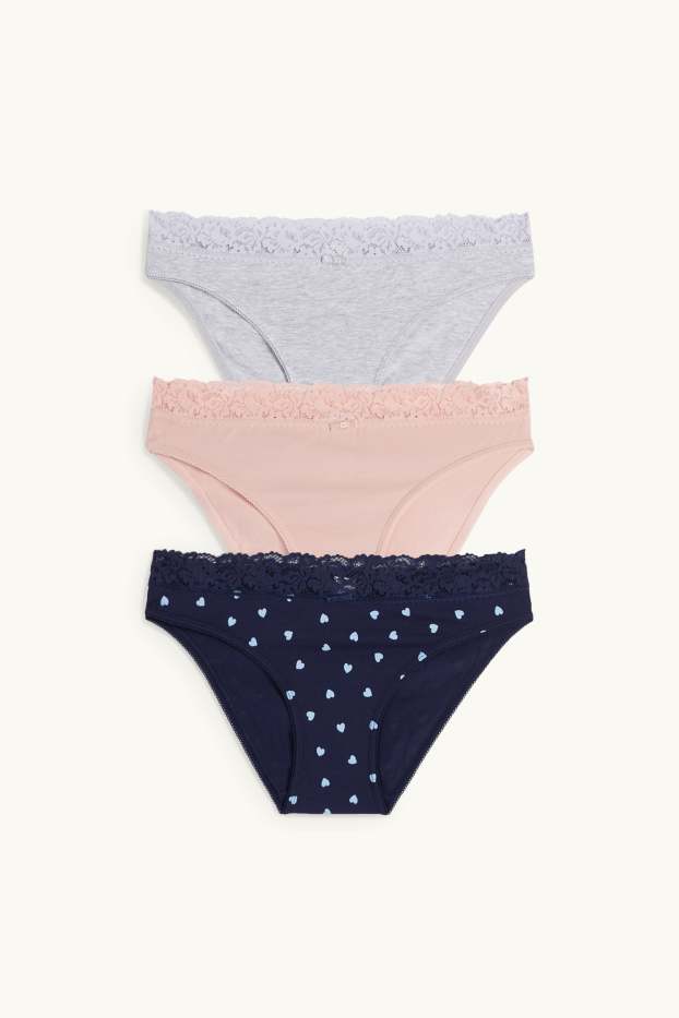 Women - Multipack of 3 - knickers - dark blue