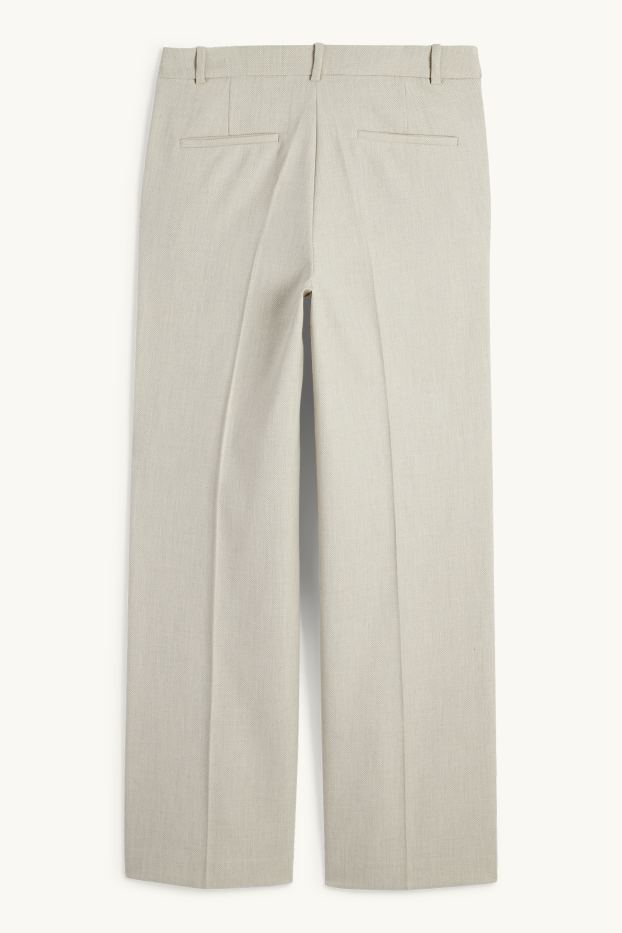 Femmes - Pantalon de bureau - high waist - wide leg - finition texturée - beige clair