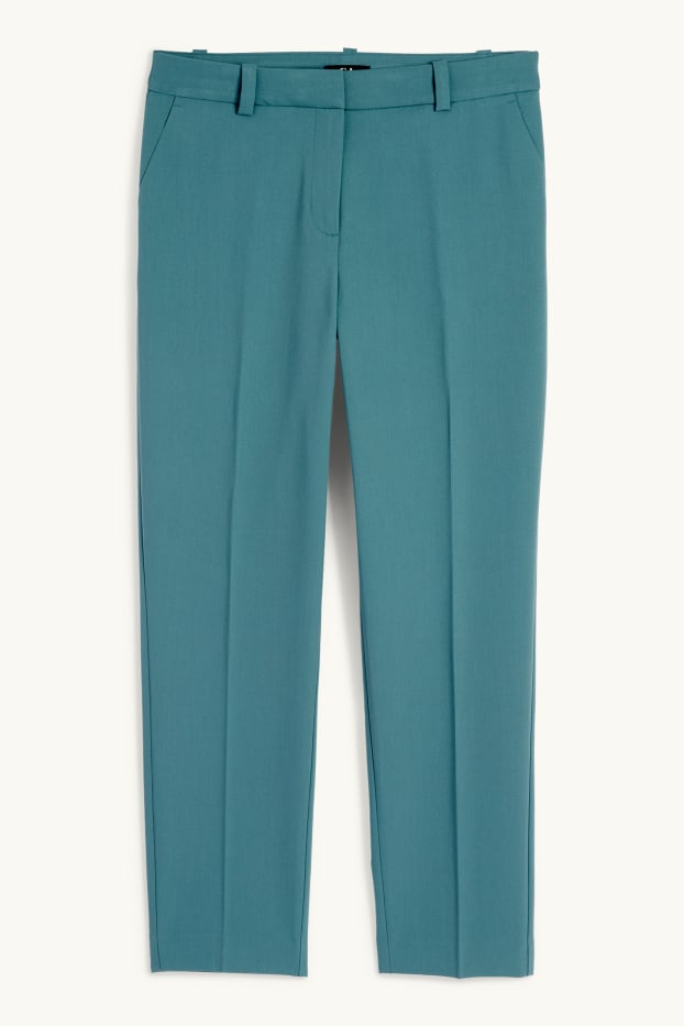 Dámské - Business kalhoty - high waist - straight fit - tyrkysová