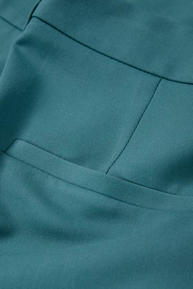 Dámské - Business kalhoty - high waist - straight fit - tyrkysová