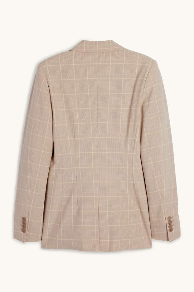 Women - Long blazer - regular fit - check - creme