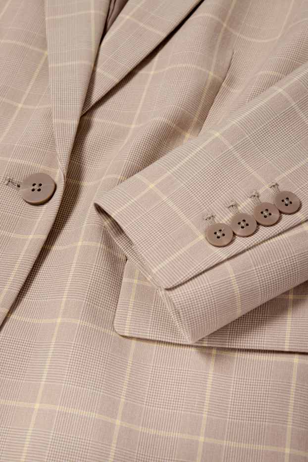 Women - Long blazer - regular fit - check - creme